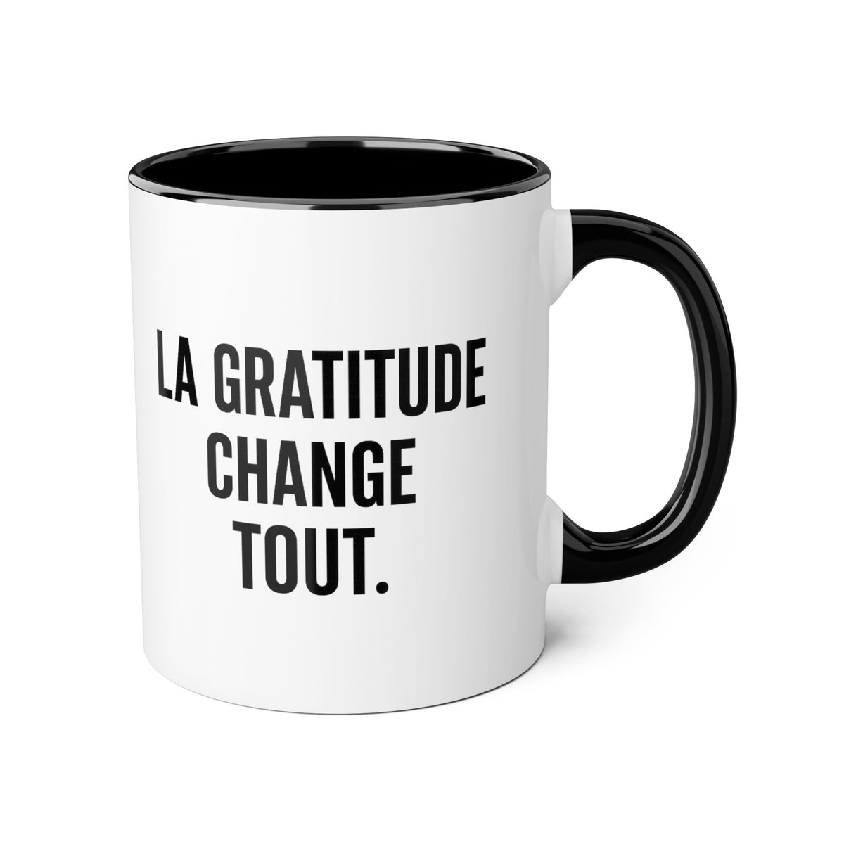 Motivia gratitude Coffee Mug 11oz — Black Interior & Handle